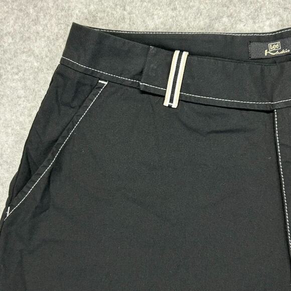 Lee Shorts Womens 14 Black Contrast Trim Stretch Khakis Brand Mid Length NWT $32 - Picture 4 of 14